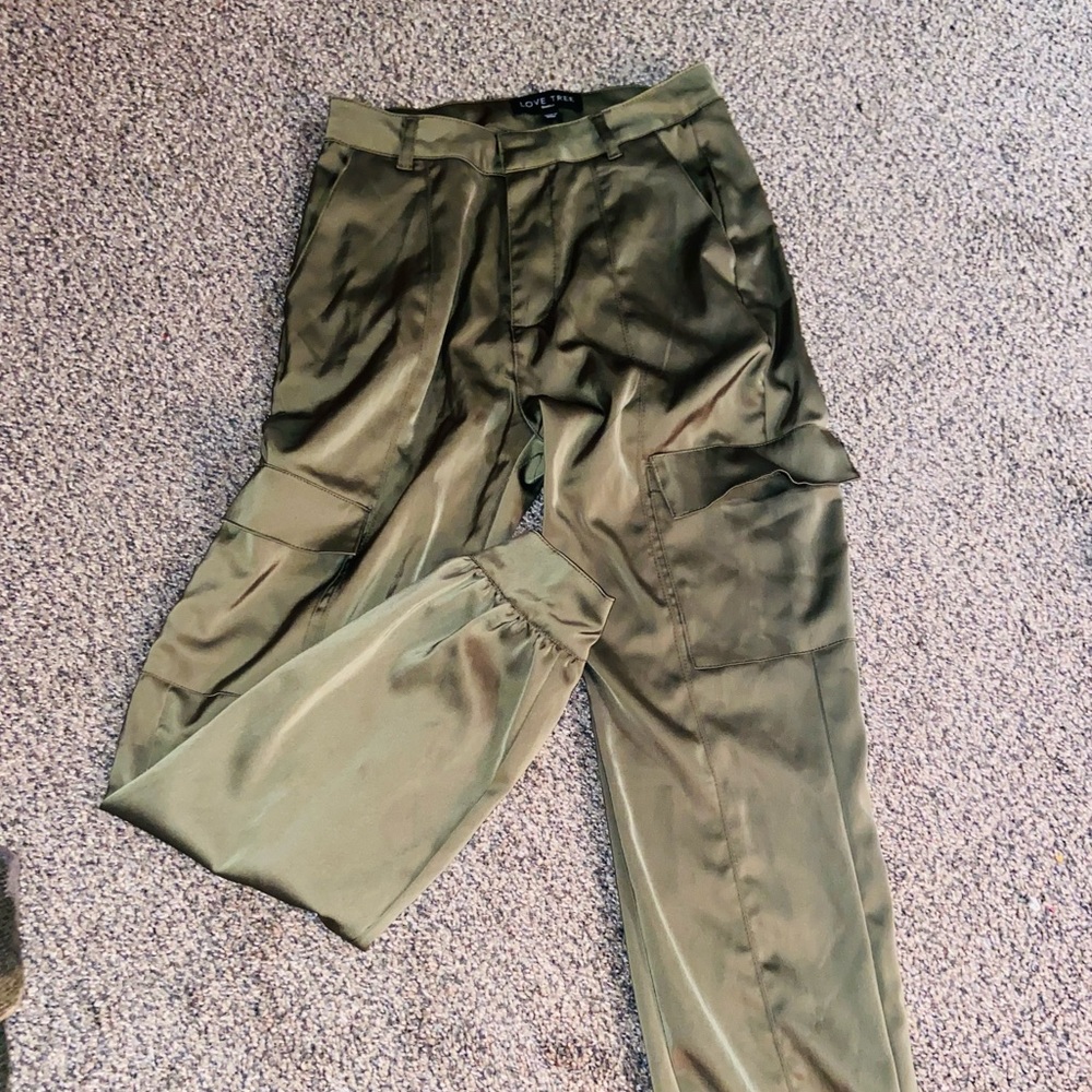Silk green pants